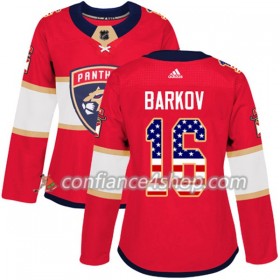 Adidas Maillot de Hockey Florida Panthers Aleksander Barkov 16 2017-2018 Rouge USA Flag Fashion Authentic - Femme